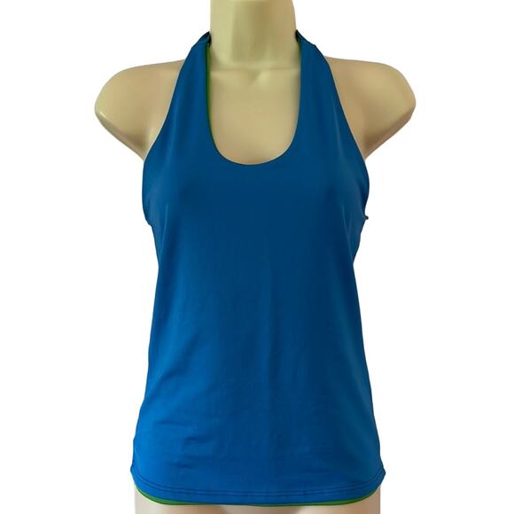 Body Wrappers Reversible Green/Blue Halter Dance Top Adult Size Medium Stretch - Picture 1 of 9